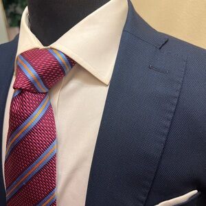 Zara Man Navy Textured Sport Coat Blazer Jacket Blue Men 38R